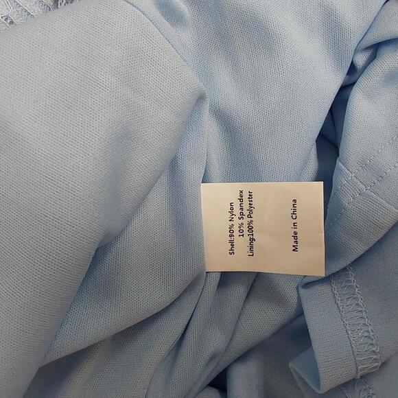 Elegant Lace Midi Dress with Puff Sleeves - Light Blue | Allegra K | Small - Picture 11 of 14